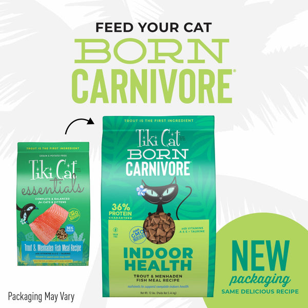 Tiki Cat Essential Grain Free Trout/Menhaden Fish Dry Food 6lbs-Four Muddy Paws