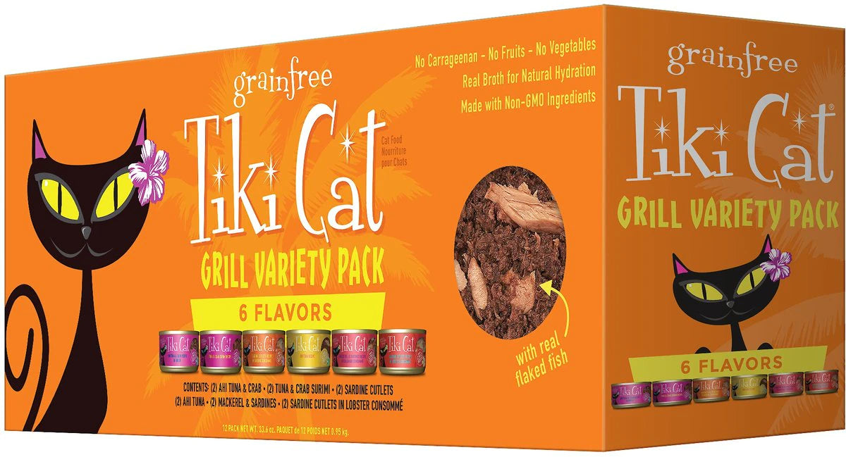 Tiki Cat King Kam Grill Variety Pack 2.8oz 12 Cans-Four Muddy Paws