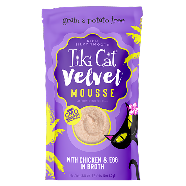 Tiki Cat Velvet Mousse Chicken With Egg Pouch 2.8oz-Four Muddy Paws