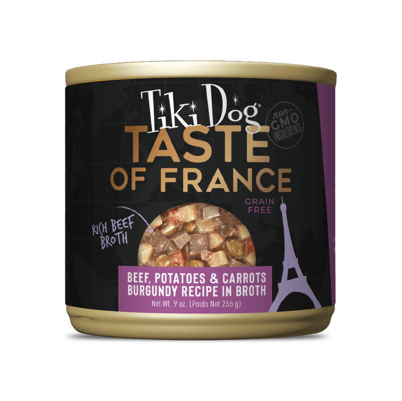 Tiki Dog Taste of the World France Beef Burgundy Can 9oz-Four Muddy Paws