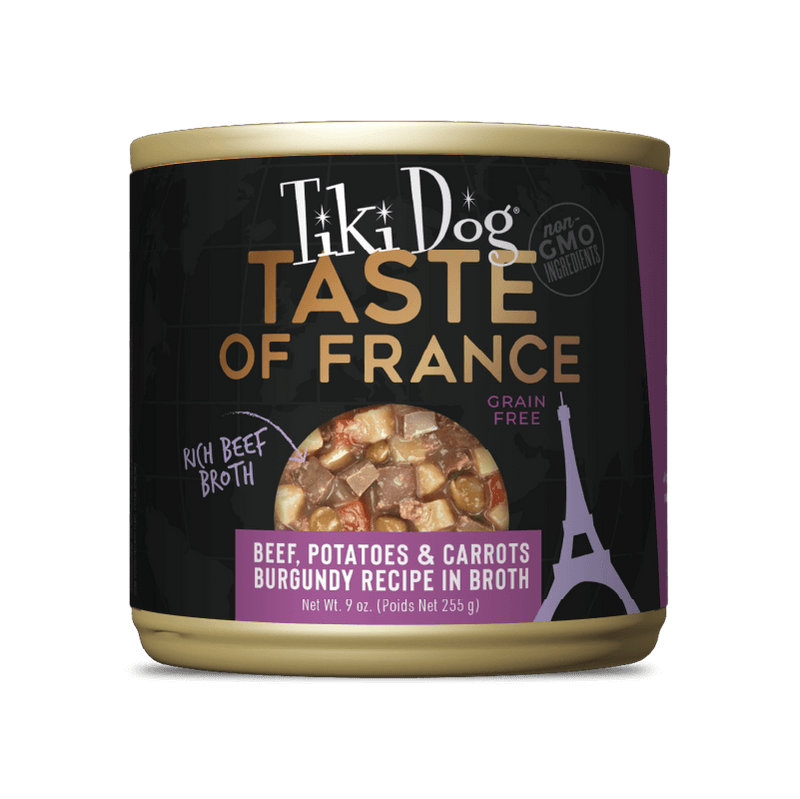 Tiki Dog Taste of the World France Beef Burgundy Can 9oz-Four Muddy Paws