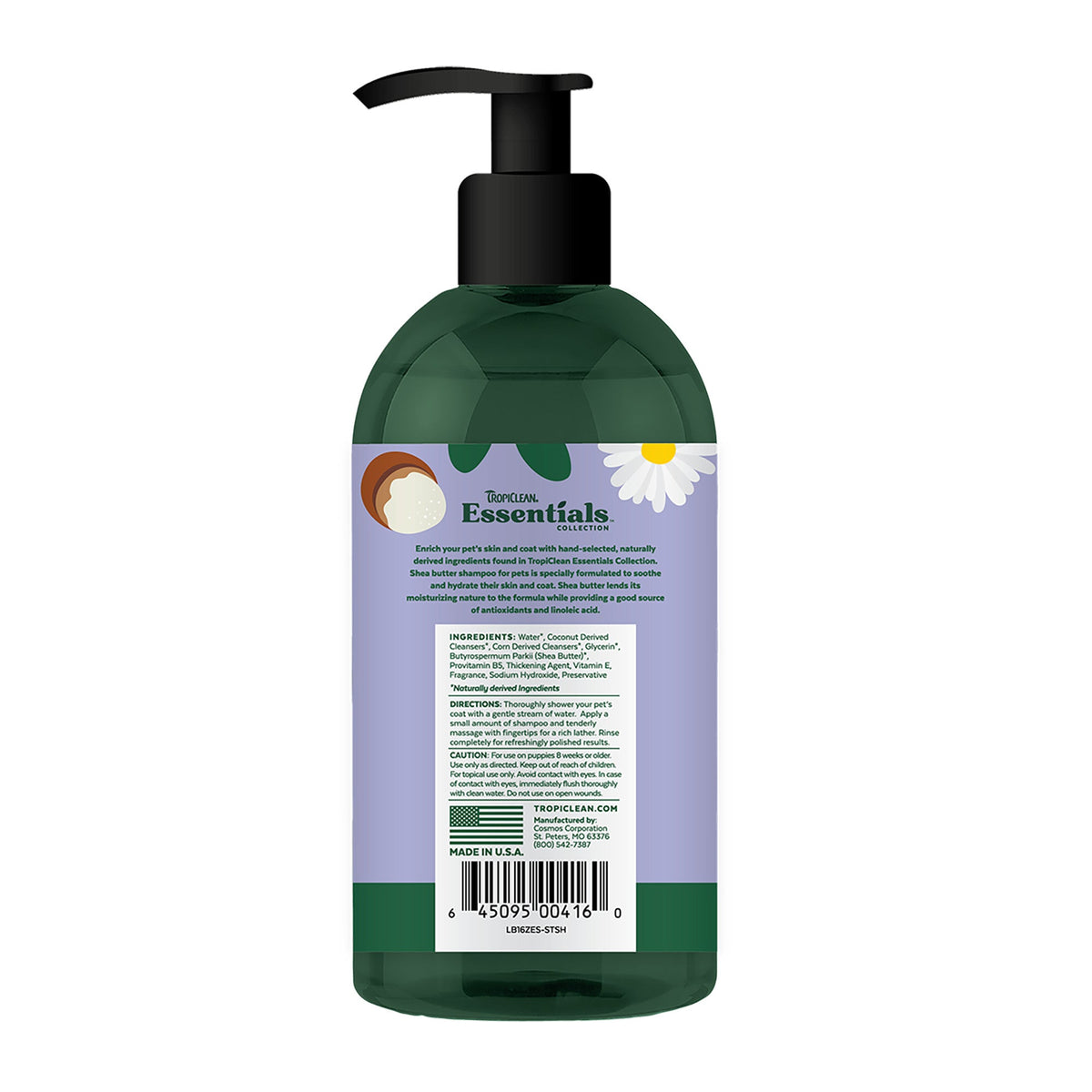 Tropiclean Essentials Shea Butter Cat/Dog Shampoo 16oz-Four Muddy Paws