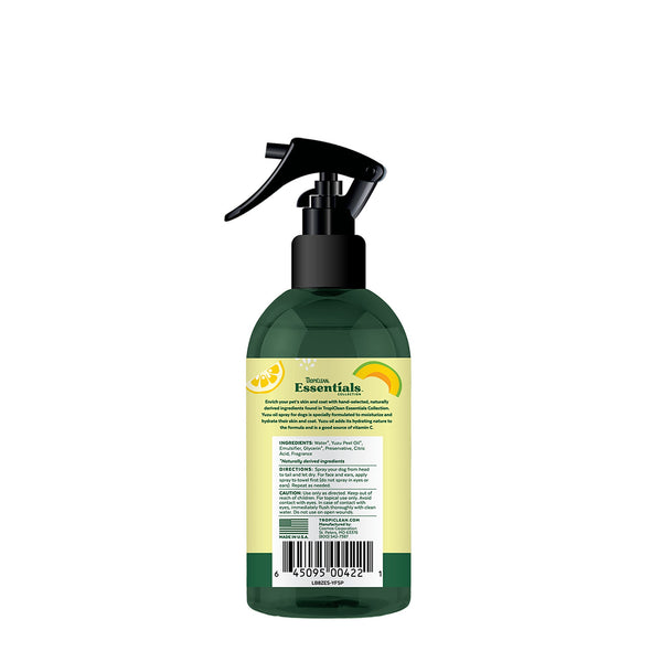 Tropiclean Essentials Yuzu Dog Deodorizing Spray 8oz-Four Muddy Paws