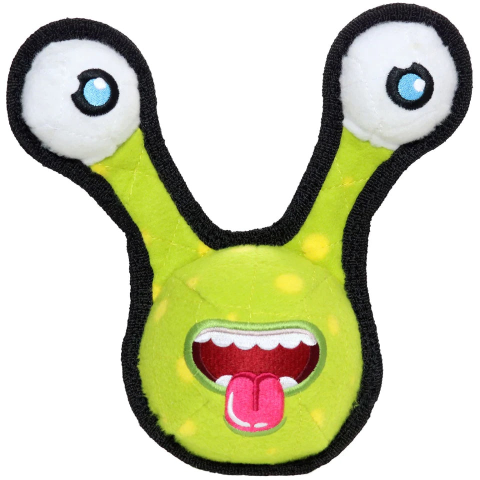 Tuffy Alien Two Eye Ball Toy Green-Four Muddy Paws