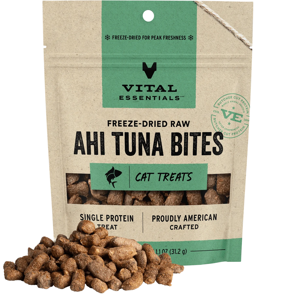 Vital Essentials Freeze Dried Ahi Tuna Cat Treats 1.1oz-Four Muddy Paws