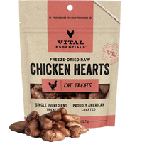 Vital Essentials Freeze Dried Chicken Hearts Cat Treats .8oz-Four Muddy Paws