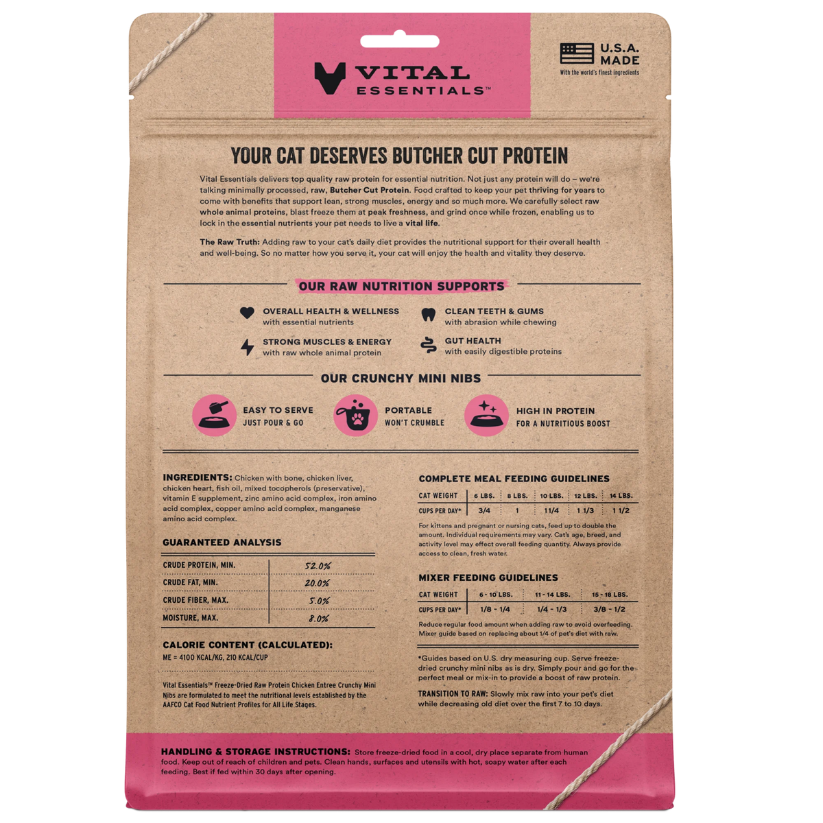 Vital Essentials Freeze Dried Chicken Mini Nibs Cat Food 12oz-Four Muddy Paws