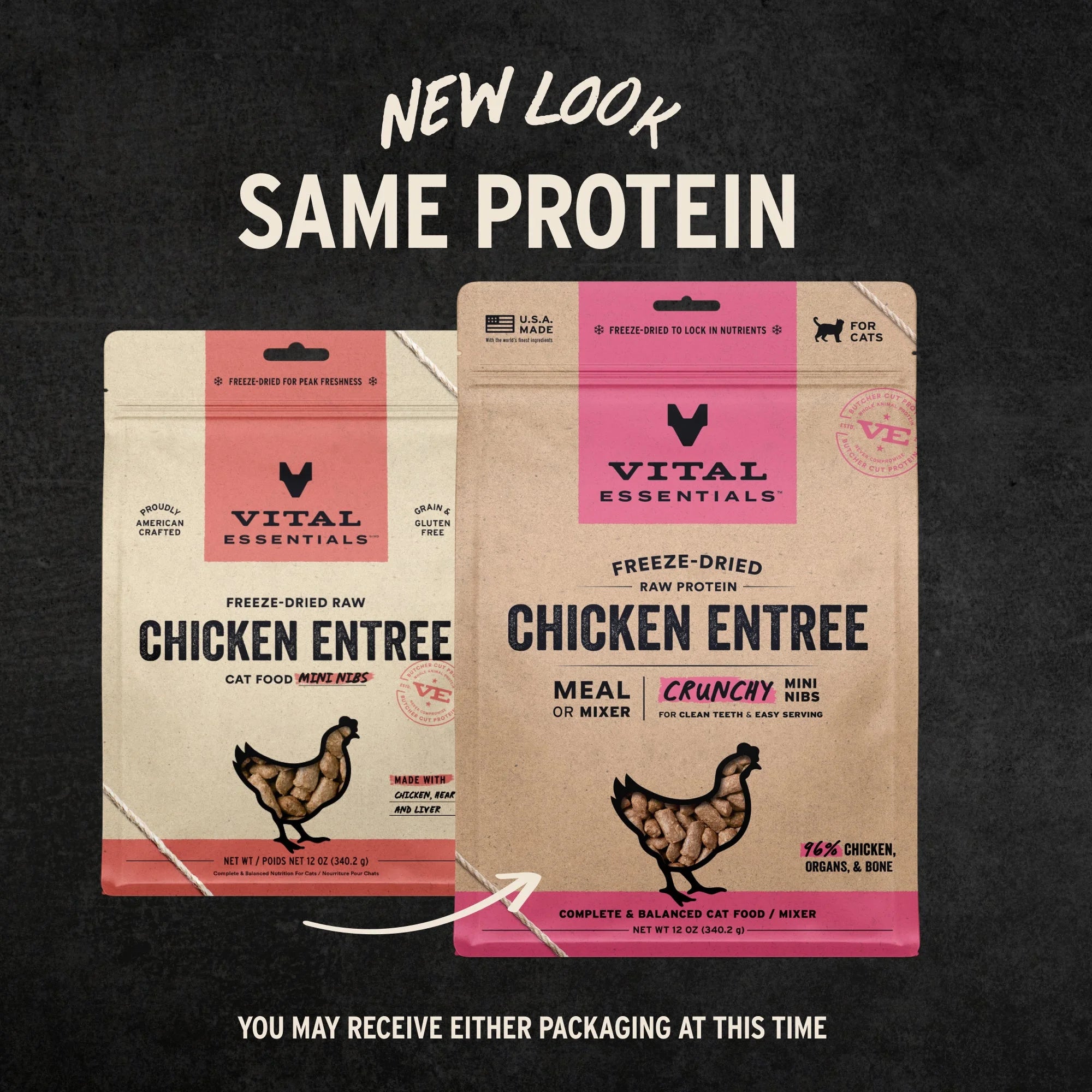 Vital Essentials Freeze Dried Chicken Mini Nibs Cat Food 12oz-Four Muddy Paws
