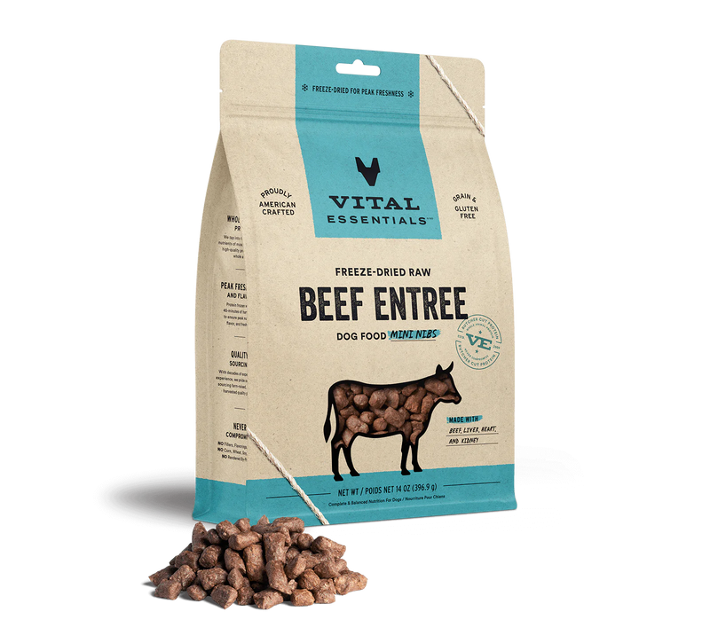 Vital Essentials Freeze Dried Mini Nibs Beef 14oz-Four Muddy Paws