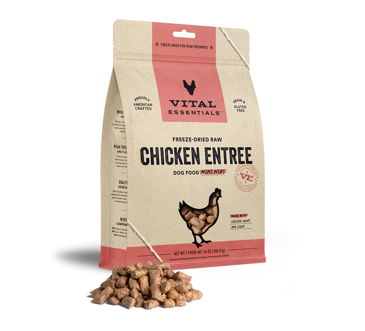 Vital Essentials Freeze Dried Mini Nibs Chicken 14oz-Four Muddy Paws