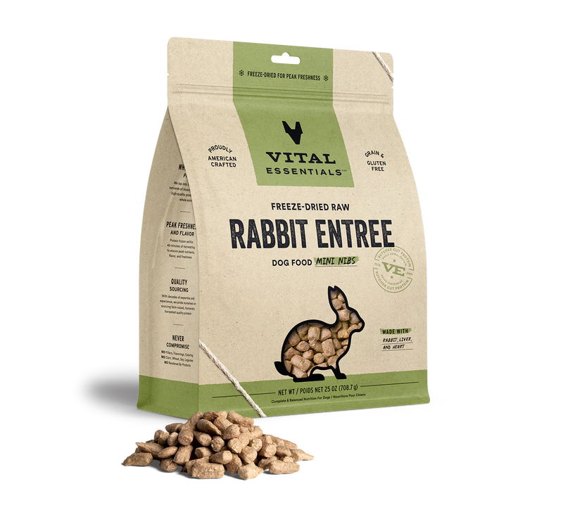 Vital Essentials Freeze Dried Mini Nibs Rabbit 14oz-Four Muddy Paws