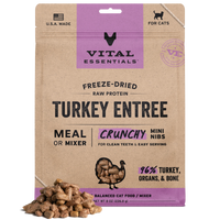 Vital Essentials Freeze Dried Turkey Mini Nibs Cat Food 12oz-Four Muddy Paws