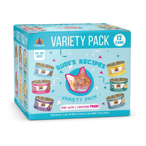 Weruva Rudi's Recipes Cat Can Variety Pack 12 PACK 3oz-Four Muddy Paws