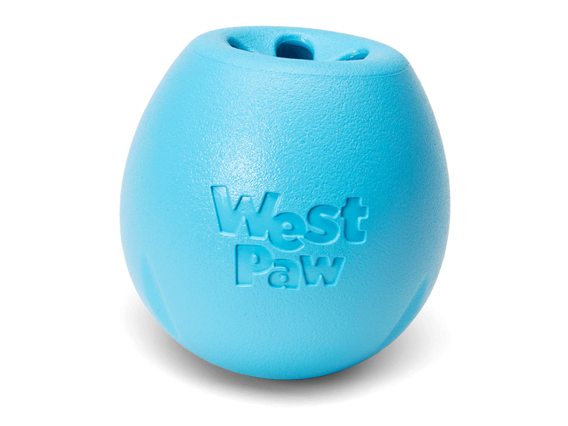 West Paw Rumbl Dog Toy Aqua Small-Four Muddy Paws