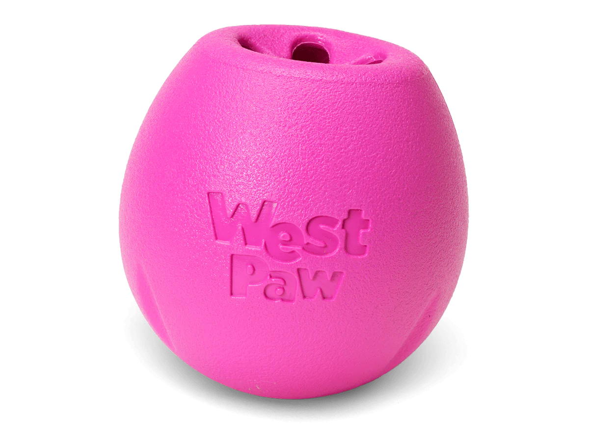 West Paw Rumbl Dog Toy Hot Pink Large-Four Muddy Paws