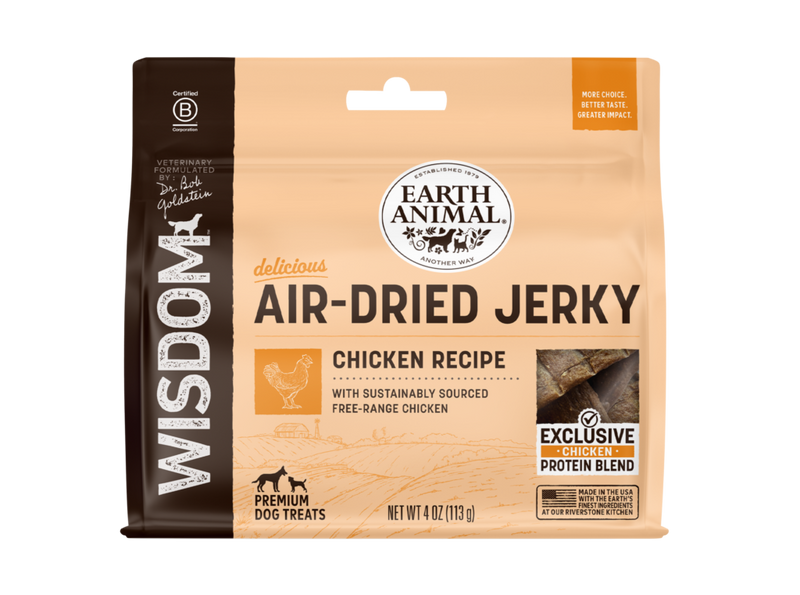 Widsom Air Dried Chicken Jerky Dog Treat 4oz-Four Muddy Paws