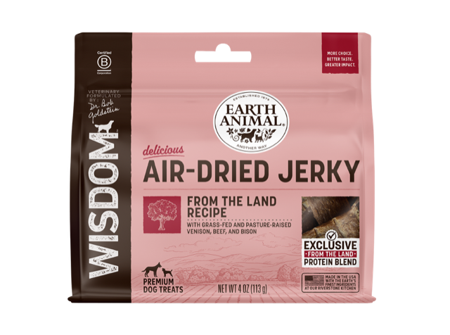 Widsom Air Dried From the Land Jerky Dog Treat 4oz-Four Muddy Paws