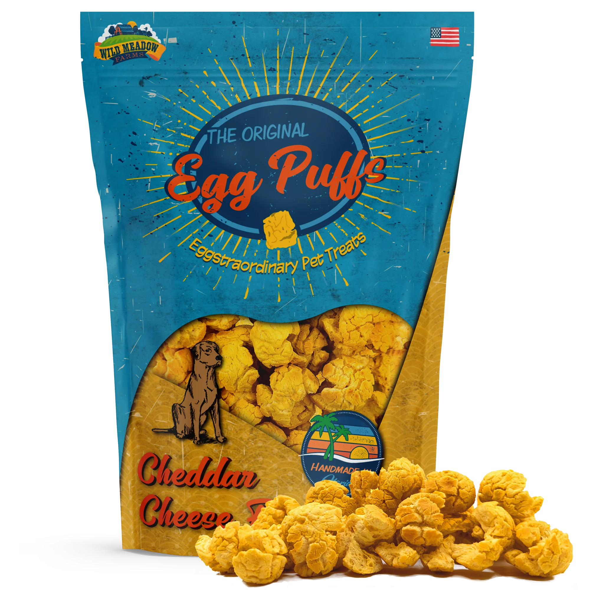 Wild Meadow Egg Puffs Cheddar Cheese Dog Treat 2oz-Four Muddy Paws