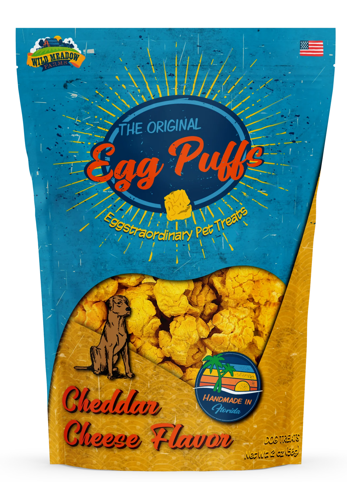 Wild Meadow Egg Puffs Cheddar Cheese Dog Treat 2oz-Four Muddy Paws