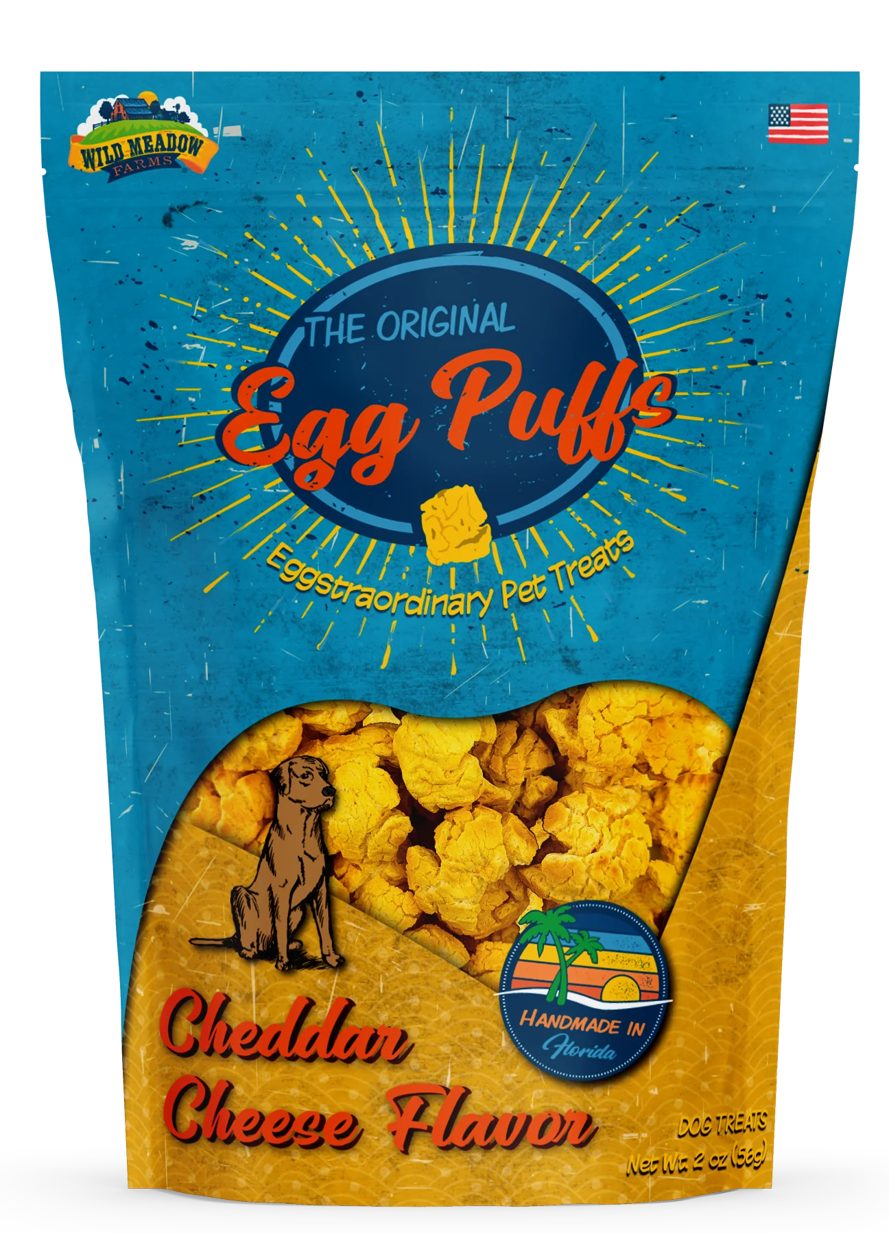 Wild Meadow Egg Puffs Cheddar Cheese Dog Treat 2oz-Four Muddy Paws