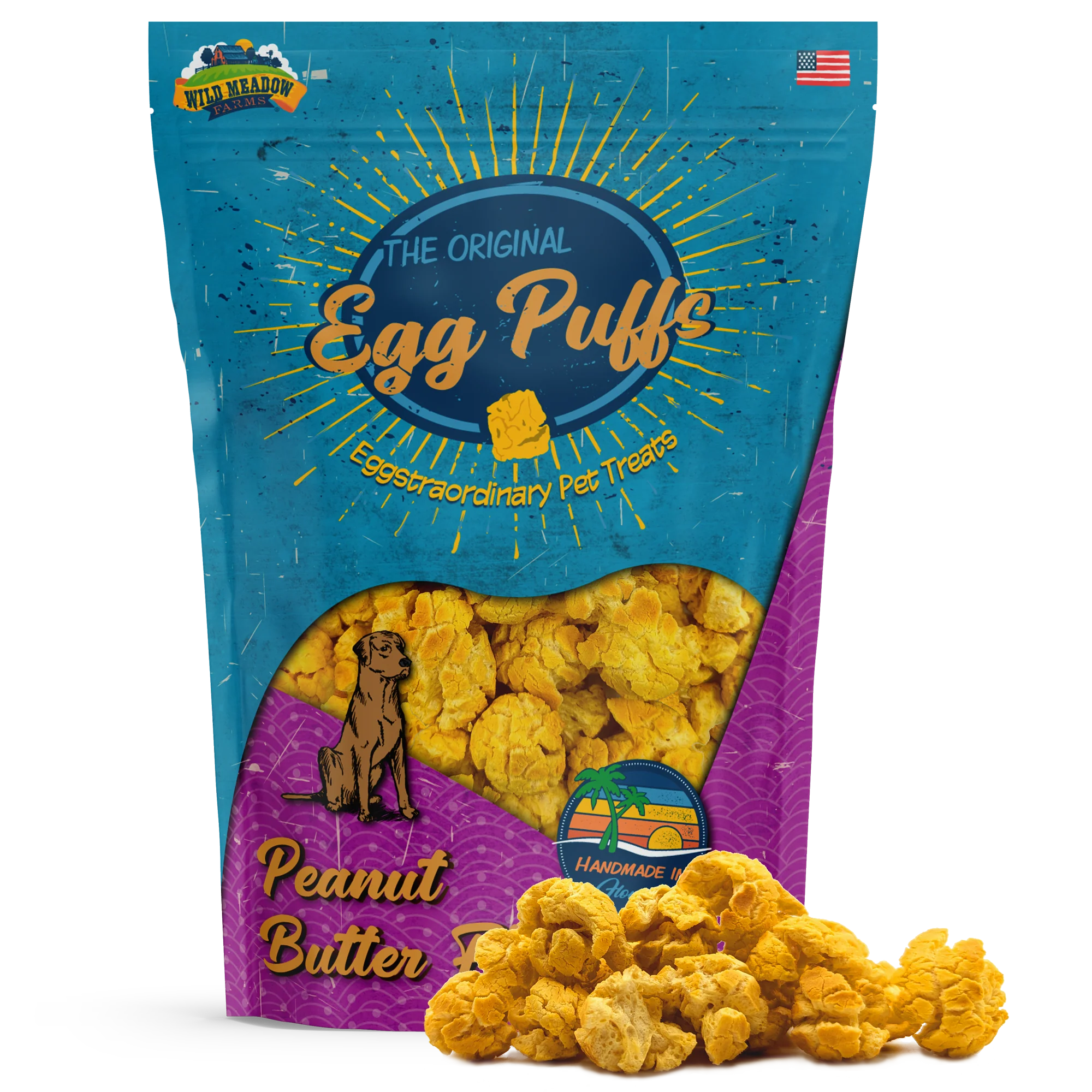 Wild Meadow Egg Puffs Peanut Butter Dog Treat 2oz-Four Muddy Paws