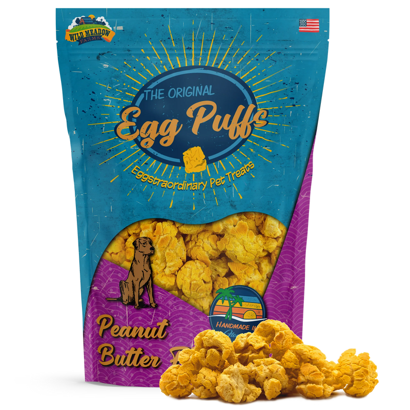 Wild Meadow Egg Puffs Peanut Butter Dog Treat 2oz-Four Muddy Paws