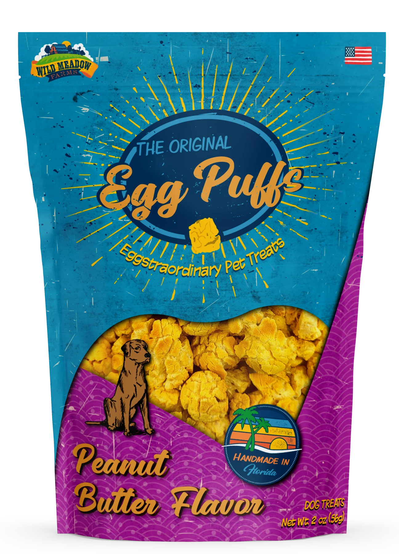 Wild Meadow Egg Puffs Peanut Butter Dog Treat 2oz-Four Muddy Paws