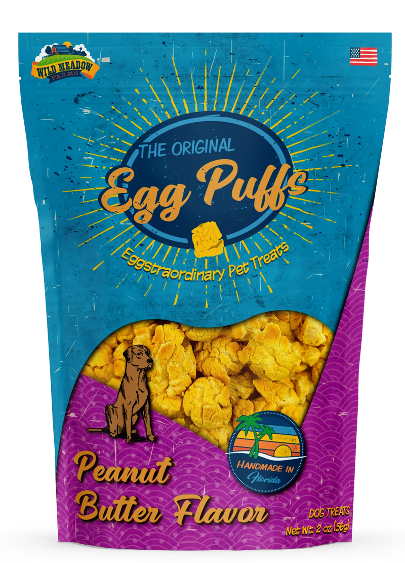 Wild Meadow Egg Puffs Peanut Butter Dog Treat 2oz-Four Muddy Paws