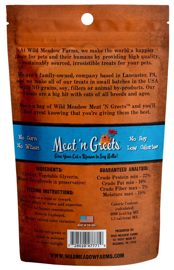 Wild Meadow Meat 'N Greets Chicken Cat Treat 3.5oz-Four Muddy Paws