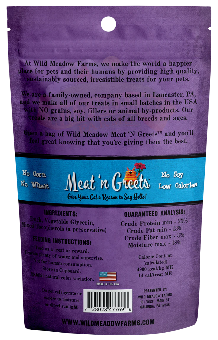 Wild Meadow Meat 'N Greets Duck Cat Treat 3.5oz-Four Muddy Paws