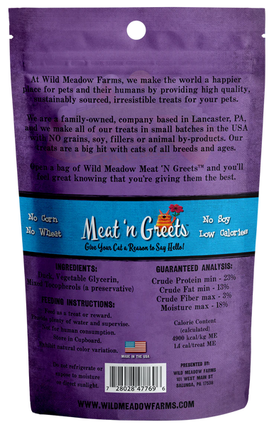Wild Meadow Meat 'N Greets Duck Cat Treat 3.5oz-Four Muddy Paws