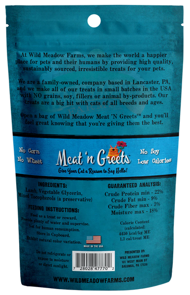 Wild Meadow Meat 'N Greets Lamb Cat Treat 3.5oz-Four Muddy Paws