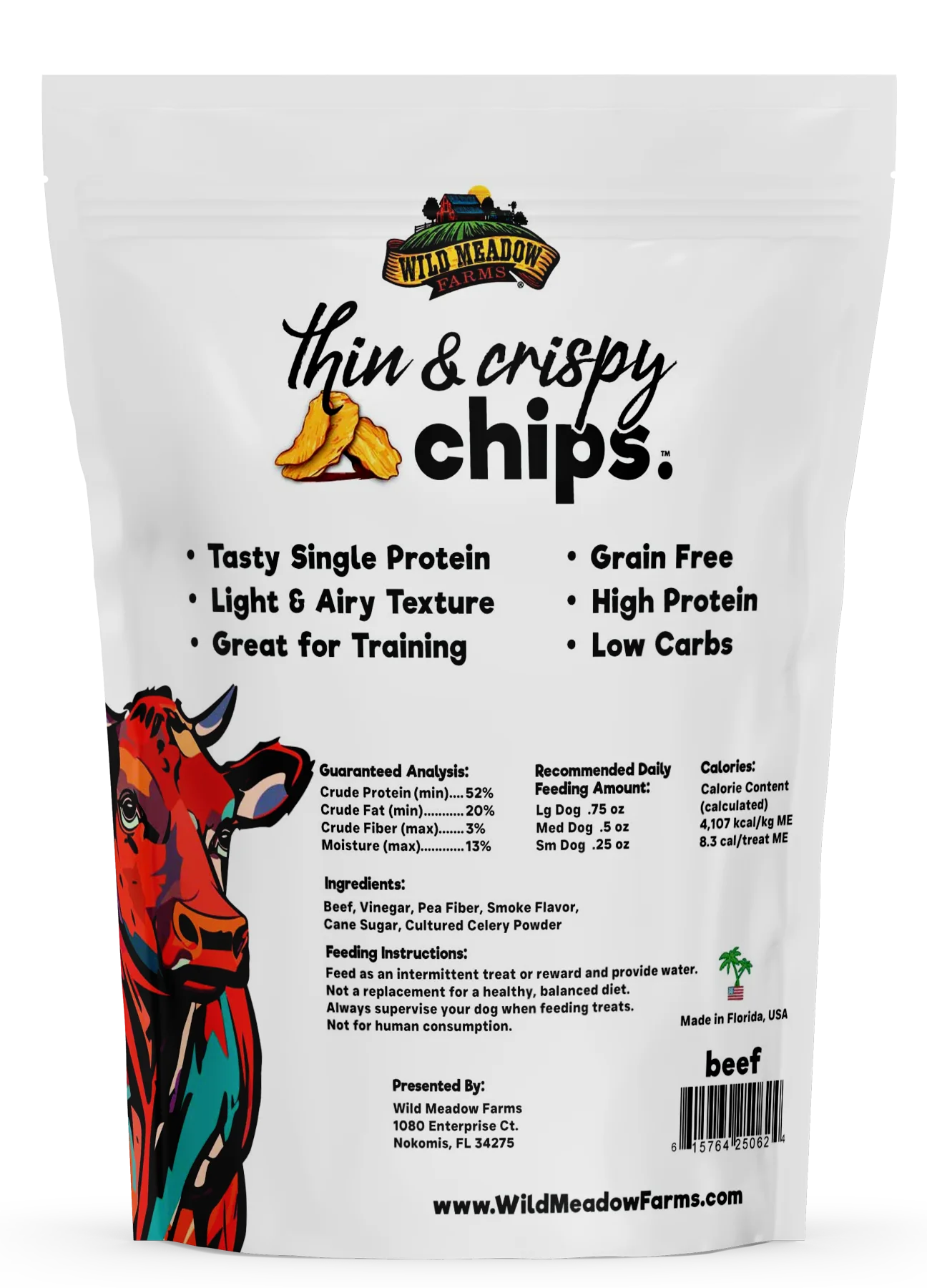 Wild Meadow Thin & Crispy Beef Chips Dog Treats 3oz-Four Muddy Paws