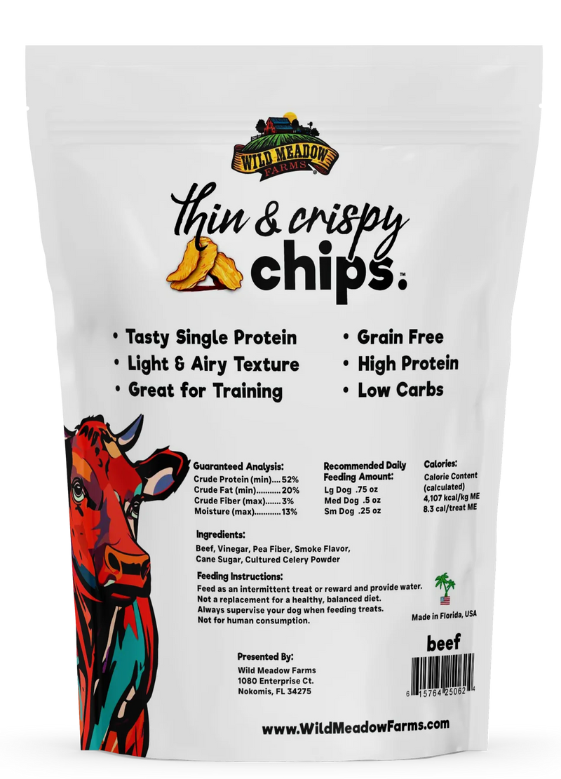 Wild Meadow Thin & Crispy Beef Chips Dog Treats 3oz-Four Muddy Paws