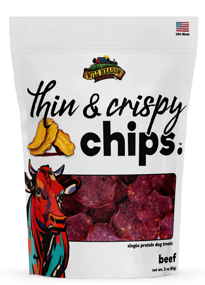 Wild Meadow Thin & Crispy Beef Chips Dog Treats 3oz-Four Muddy Paws