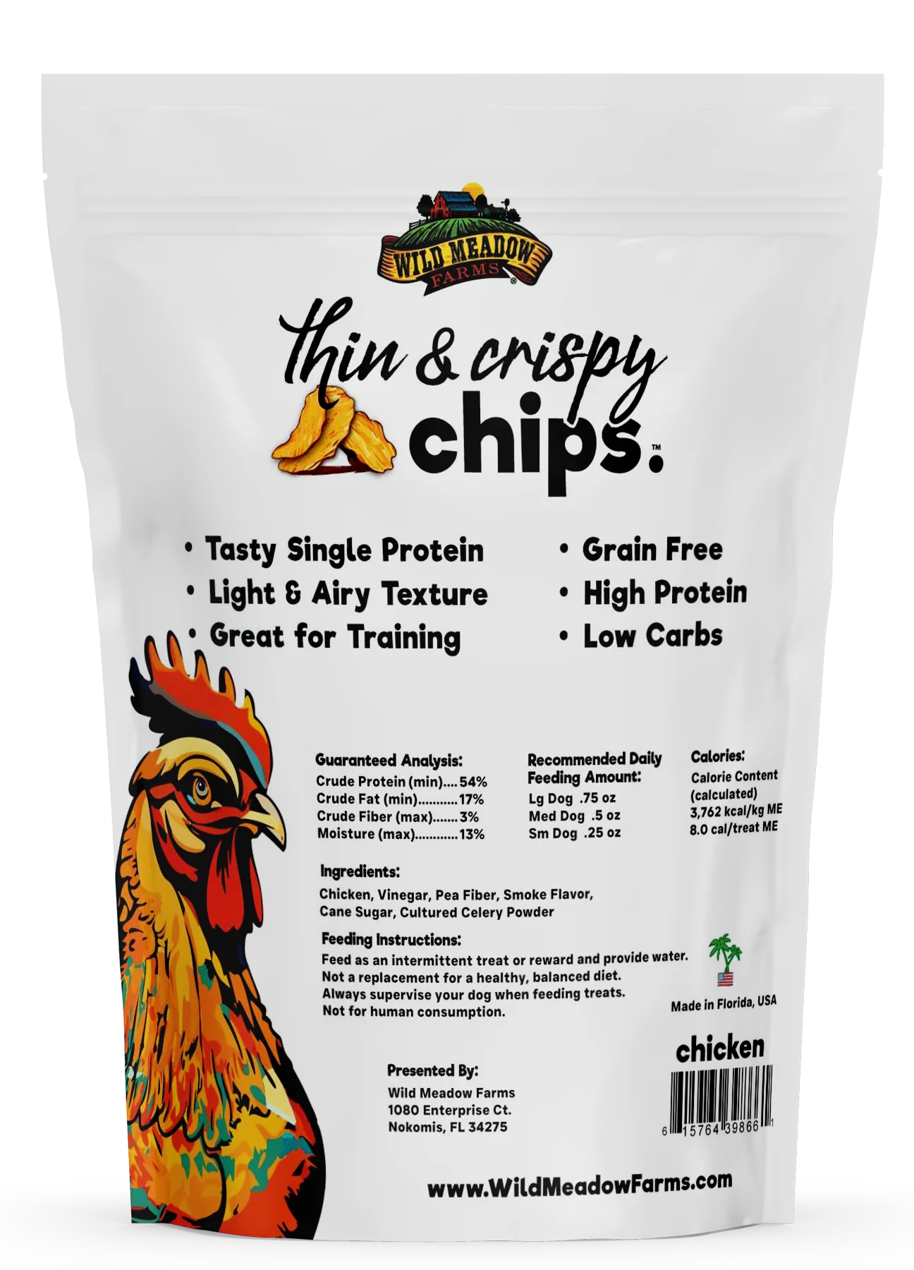 Wild Meadow Thin & Crispy Chicken Chips Dog Treats 3oz-Four Muddy Paws