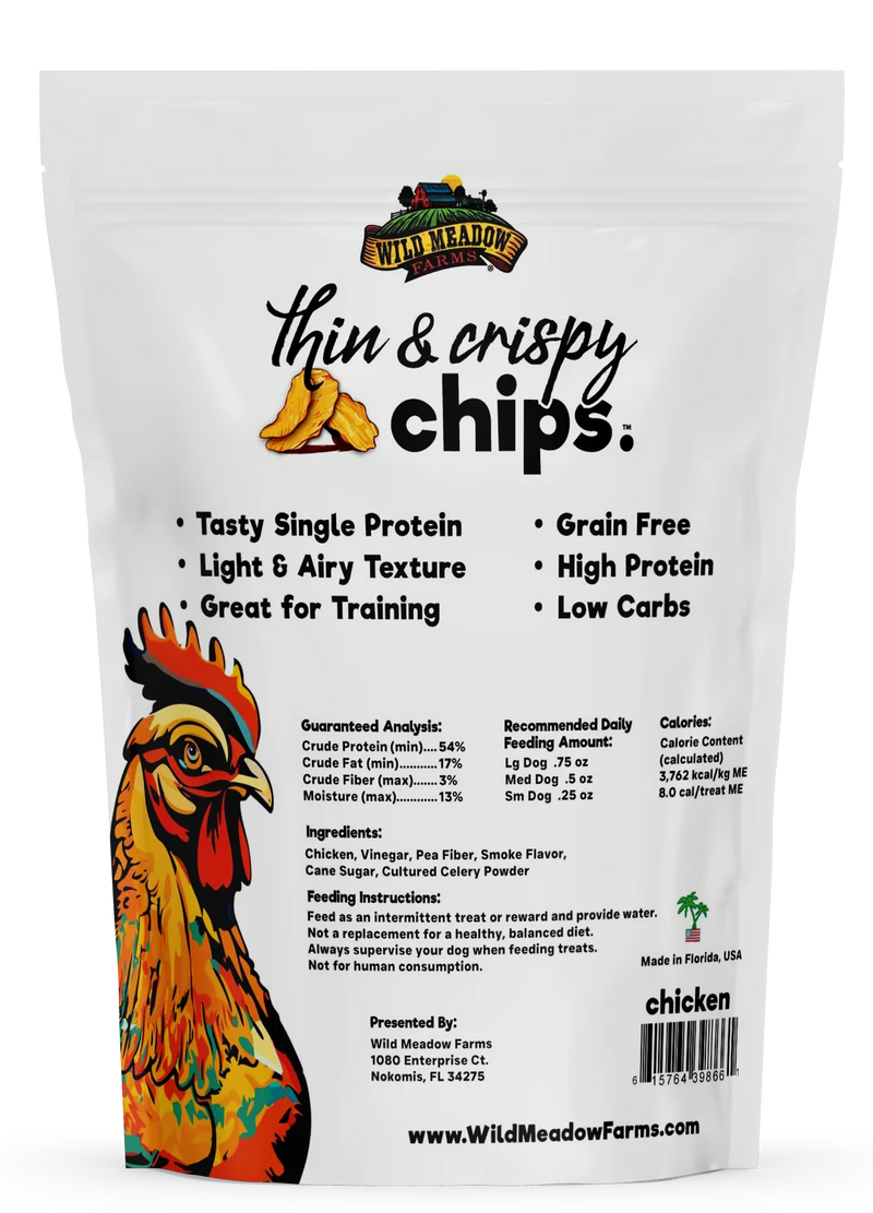 Wild Meadow Thin & Crispy Chicken Chips Dog Treats 3oz-Four Muddy Paws