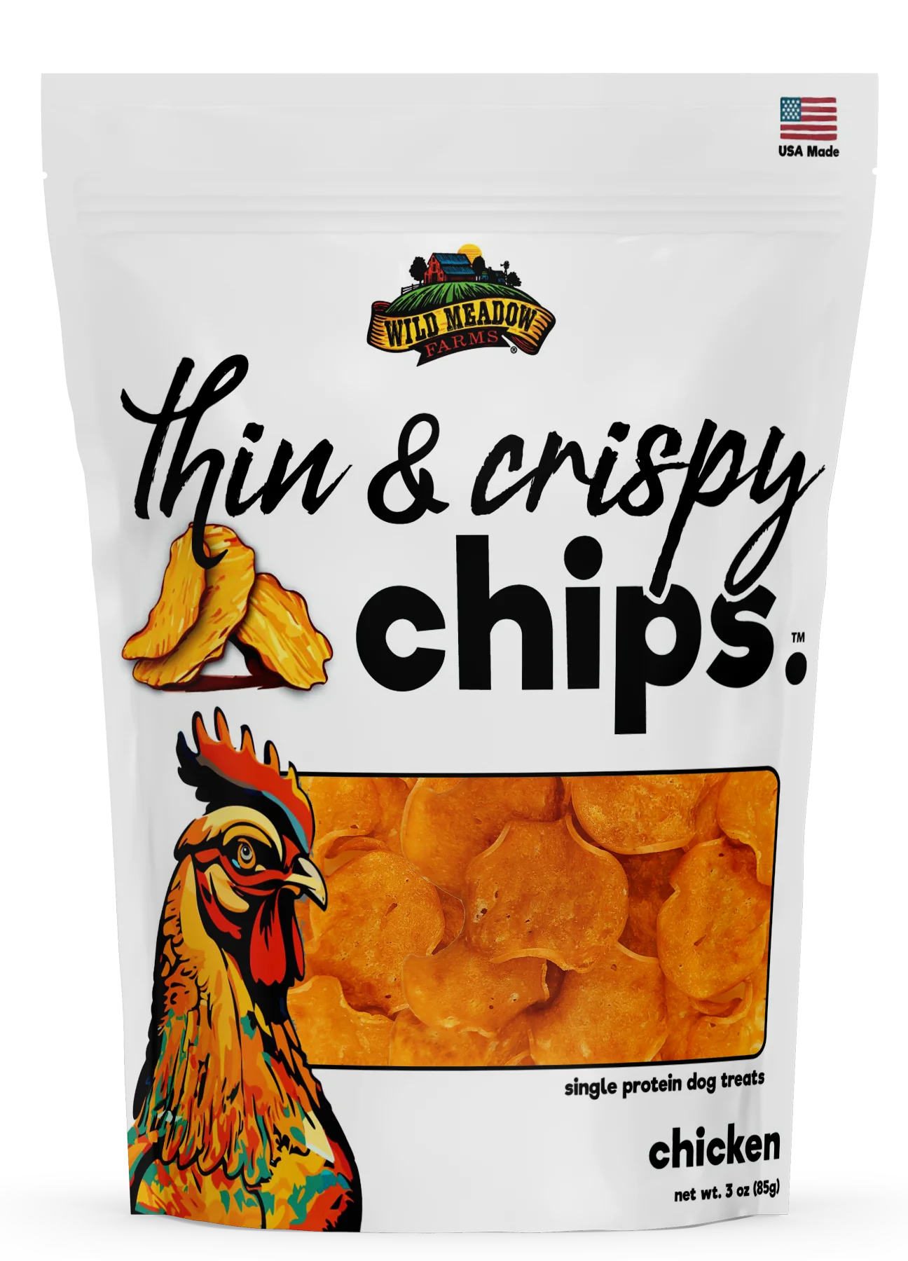 Wild Meadow Thin & Crispy Chicken Chips Dog Treats 3oz-Four Muddy Paws