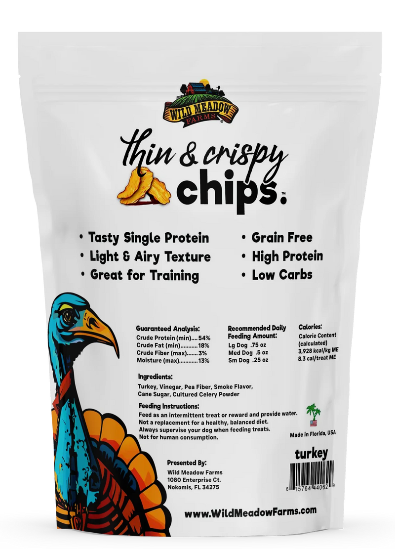 Wild Meadow Thin & Crispy Turkey Chips Dog Treats 3oz-Four Muddy Paws