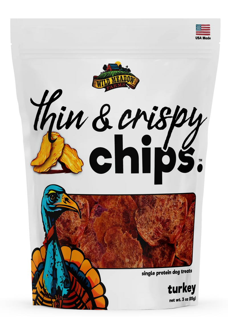 Wild Meadow Thin & Crispy Turkey Chips Dog Treats 3oz-Four Muddy Paws