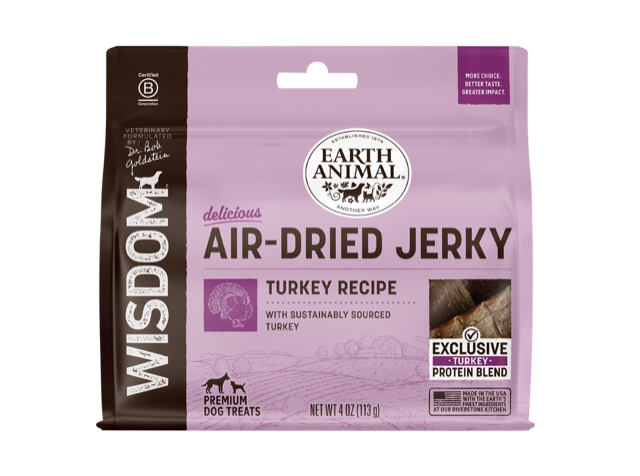 Wisdom Air Dried Turkey Jerky Dog Treat 4oz-Four Muddy Paws