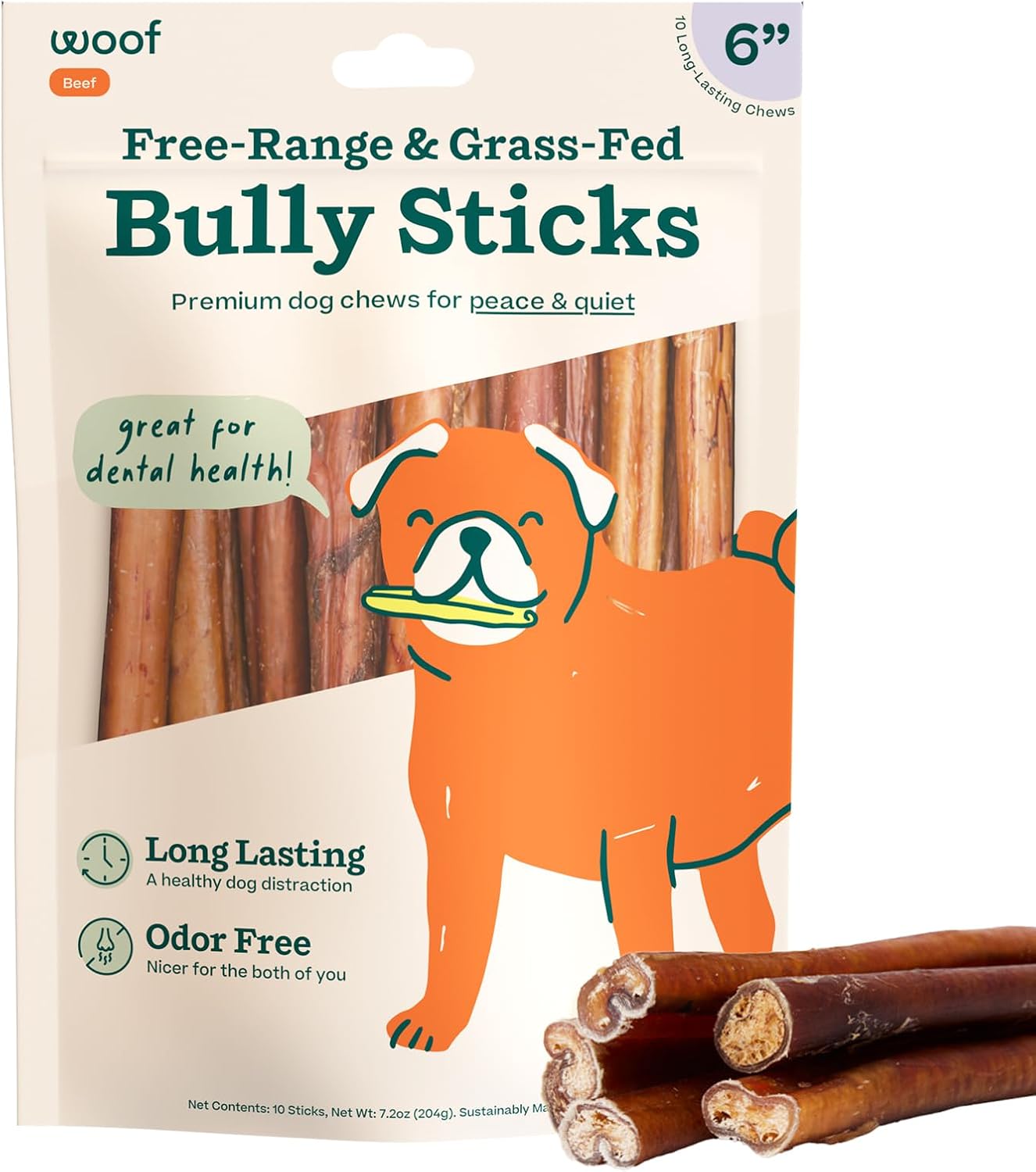 Woof Bullysafe Pure Collagen Dog Chews 6" 10pk-Four Muddy Paws