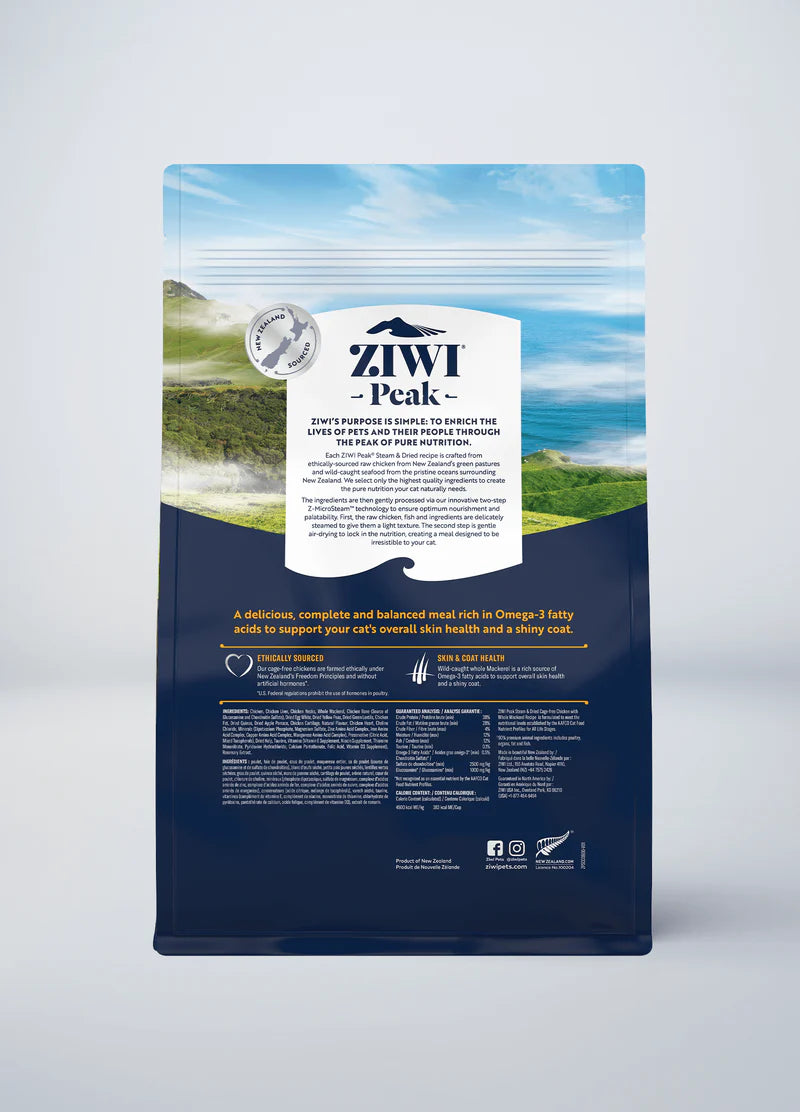 Ziwi Peak Cat Steam Dried Chicken with Whole Mackerel 1.8lbs-Four Muddy Paws