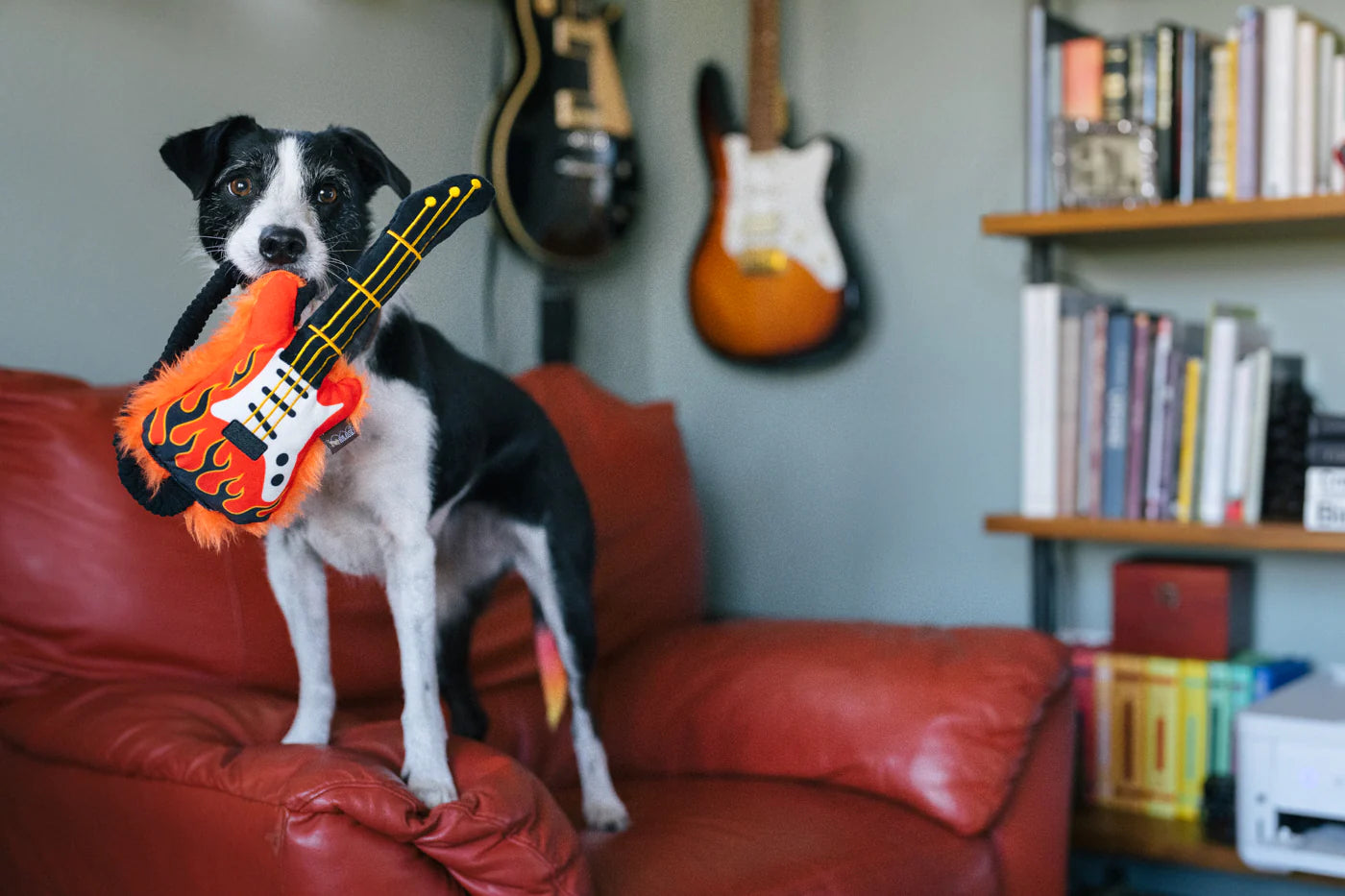 90s Classics Flaming Guitar Dog Toy-Four Muddy Paws