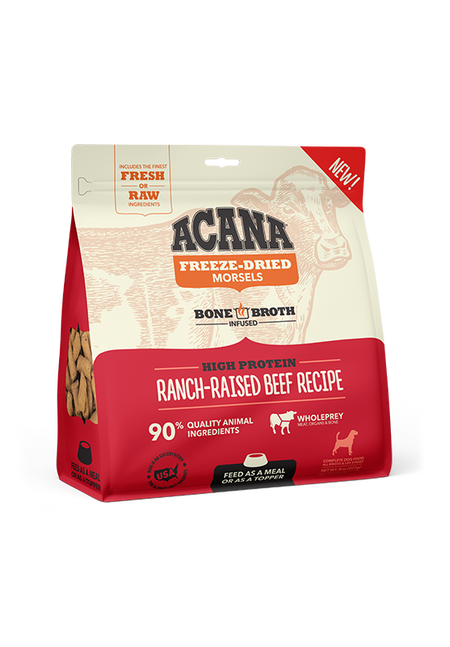 Acana Dog Grain Free Freeze Dried Morsels Beef 8oz-Four Muddy Paws