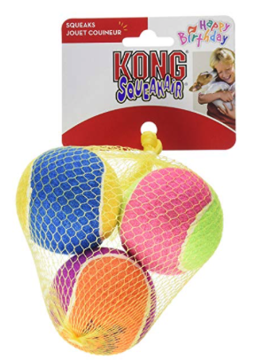 Air Kong Birthday Sq Ball 3 pack-Four Muddy Paws