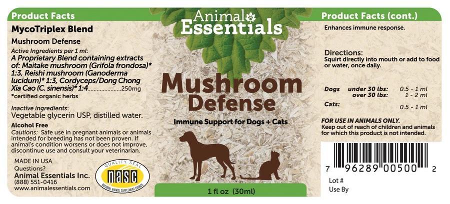 Animal Essentials Myco Triplex Mushroom Defense 1 oz-Four Muddy Paws