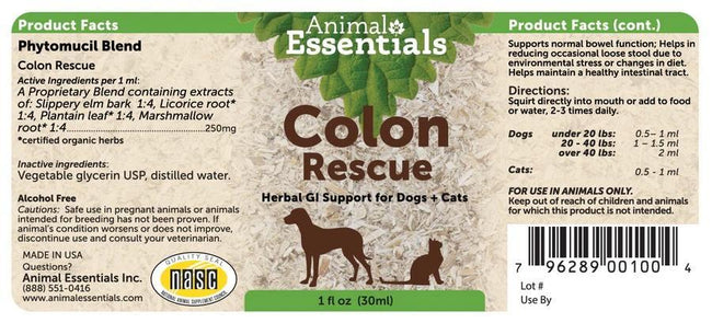 Animal Essentials Phytomucil Colon Rescue 1 oz-Four Muddy Paws