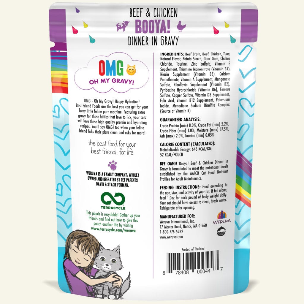 BFF OMG Booya Beef Chicken Pouch 2.8oz-Four Muddy Paws