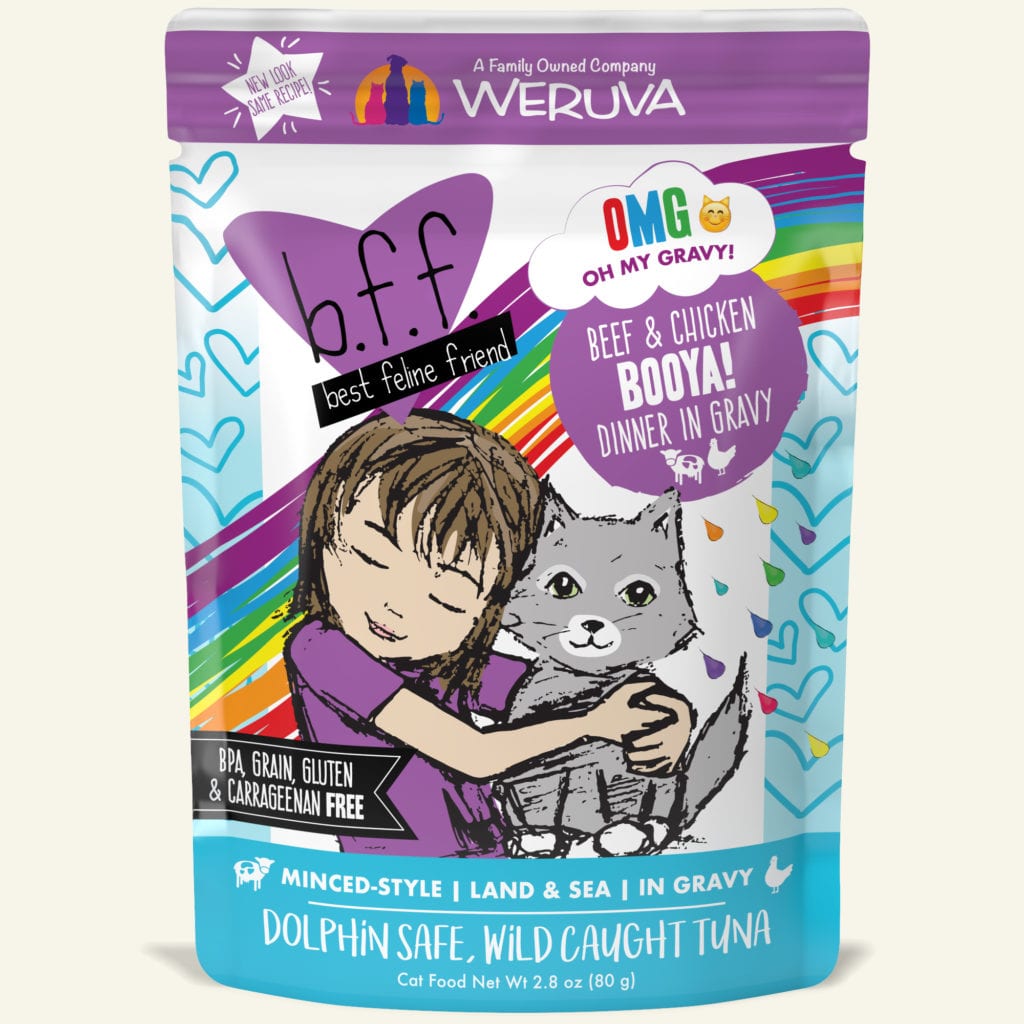 BFF OMG Booya Beef Chicken Pouch 2.8oz-Four Muddy Paws